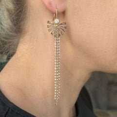 Yarım Güneş Taşlı Küpe