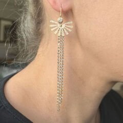 Yarım Güneş Taşlı Küpe