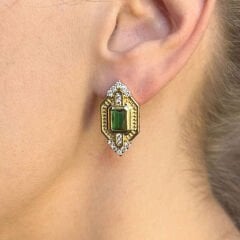 Serenay Zümrüt Zirkon Taşlı  Küpe