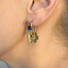 Çelik Mavi Taşlı Küpe