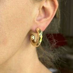 Petek Dokulu Altın Halka Küpeler