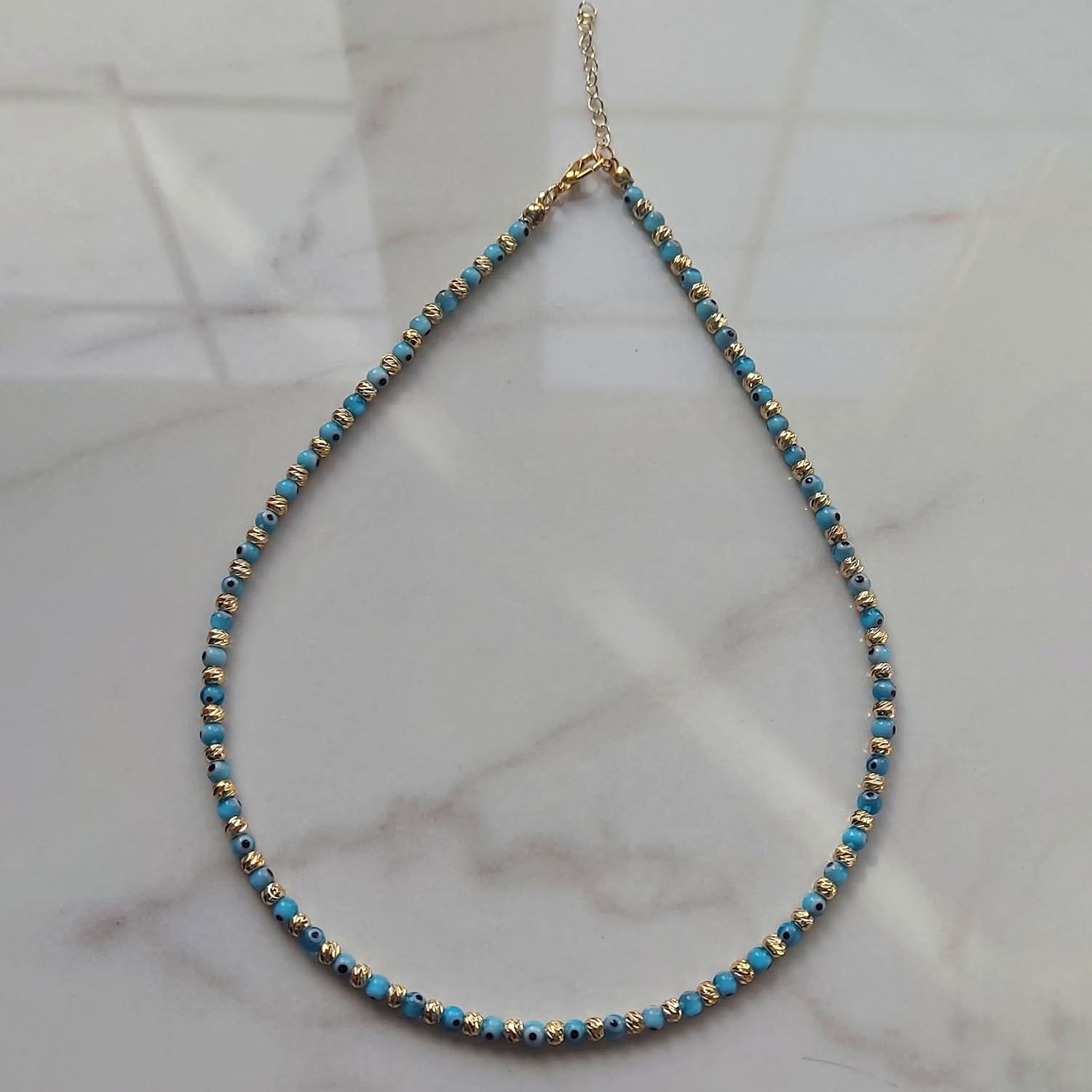 Turkuaz Dorika Nazar Boncuğu Kolye