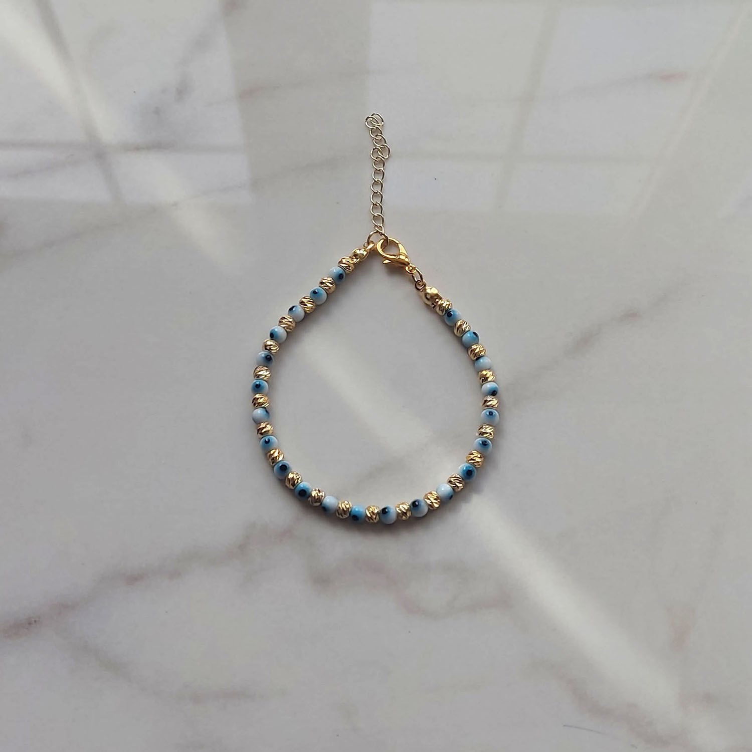 Buz Mavisi Dorika Nazar Boncuğu Bileklik