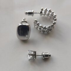 Üçlü Gümüş Tonlu Küpe Seti