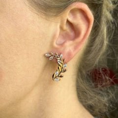 Altın Tonlu Yaprak Sarmaşık Küpeler