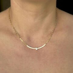 Minimal Işıltılı Bar Zincir Kolye