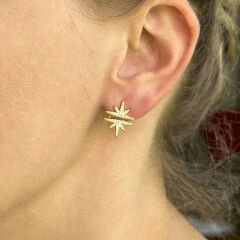 Işıltılı Yıldız Patlaması Altın Tonlu Küpeler