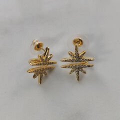 Işıltılı Yıldız Patlaması Altın Tonlu Küpeler