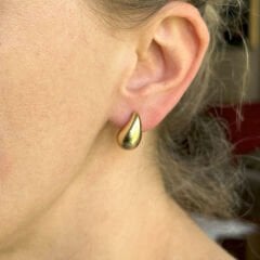 Mat Altın Damla Küpeler (Küçük)