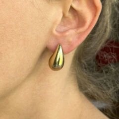 Mat Altın Damla Küpeler (Orta)