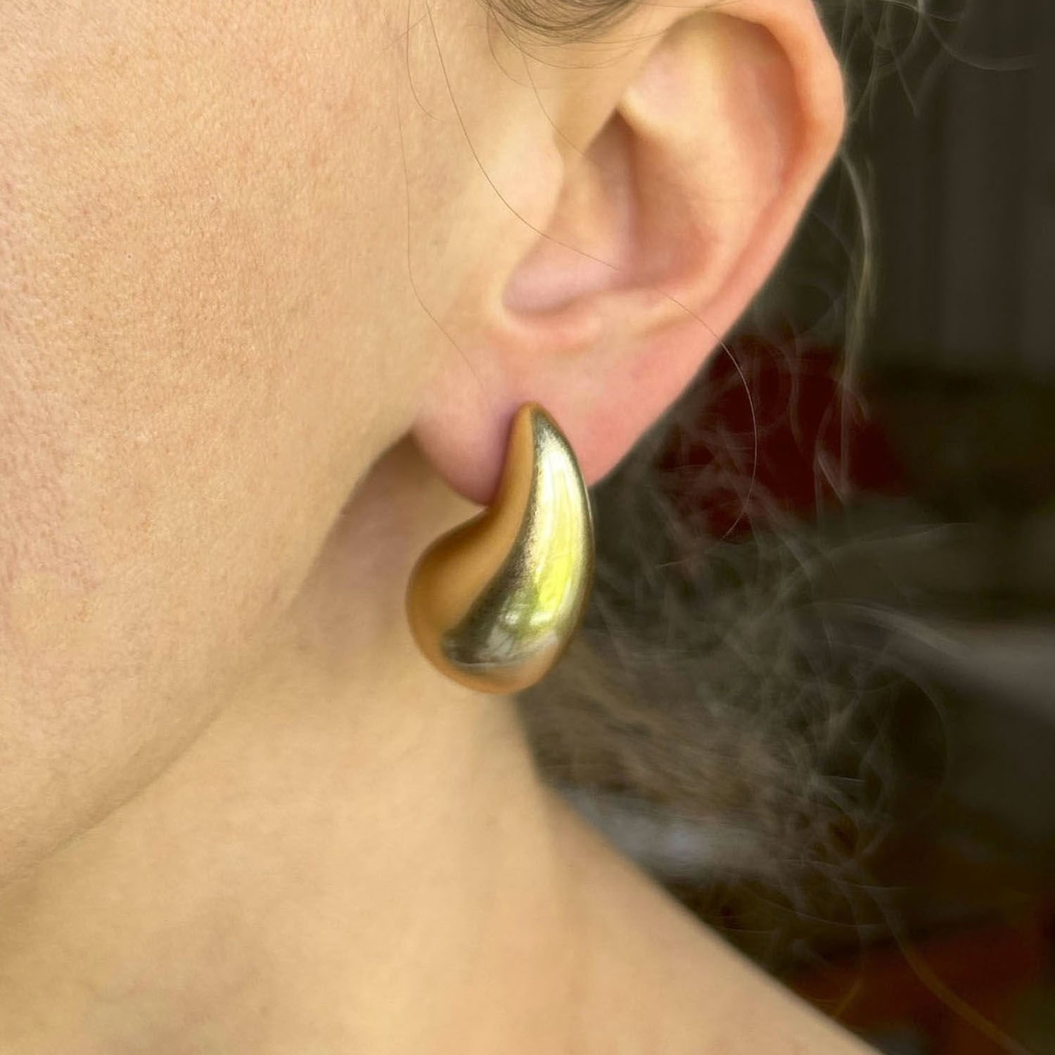 Mat Altın Damla Küpeler (Büyük)