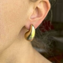 Mat Altın Damla Küpeler (Büyük)