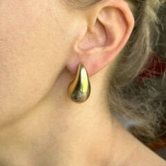 Mat Altın Damla Küpeler (Büyük)