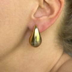 Mat Altın Damla Küpeler (Büyük)