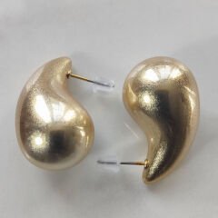 Mat Altın Damla Küpeler (Büyük)