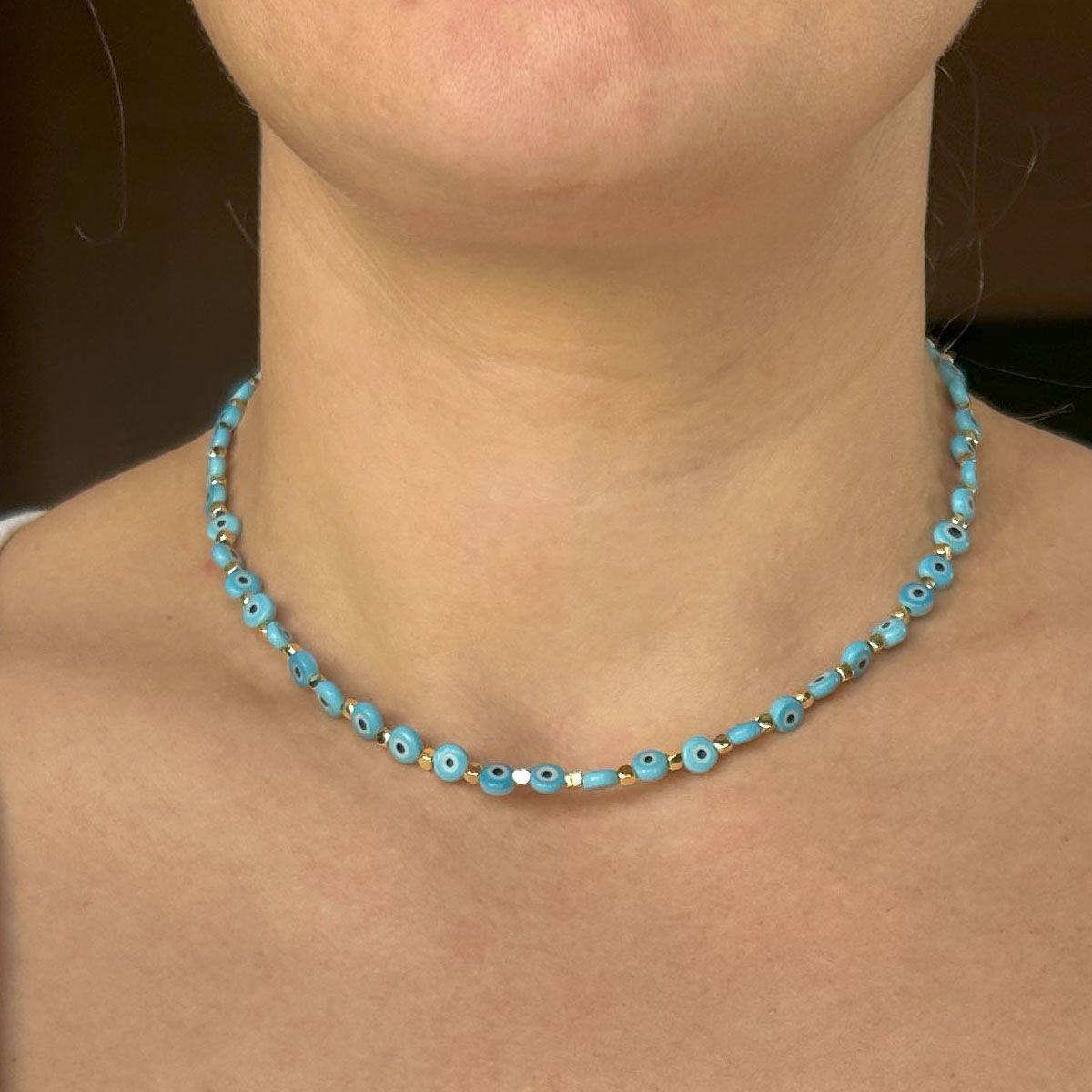 Mavi Nazar Boncuklu Kolye