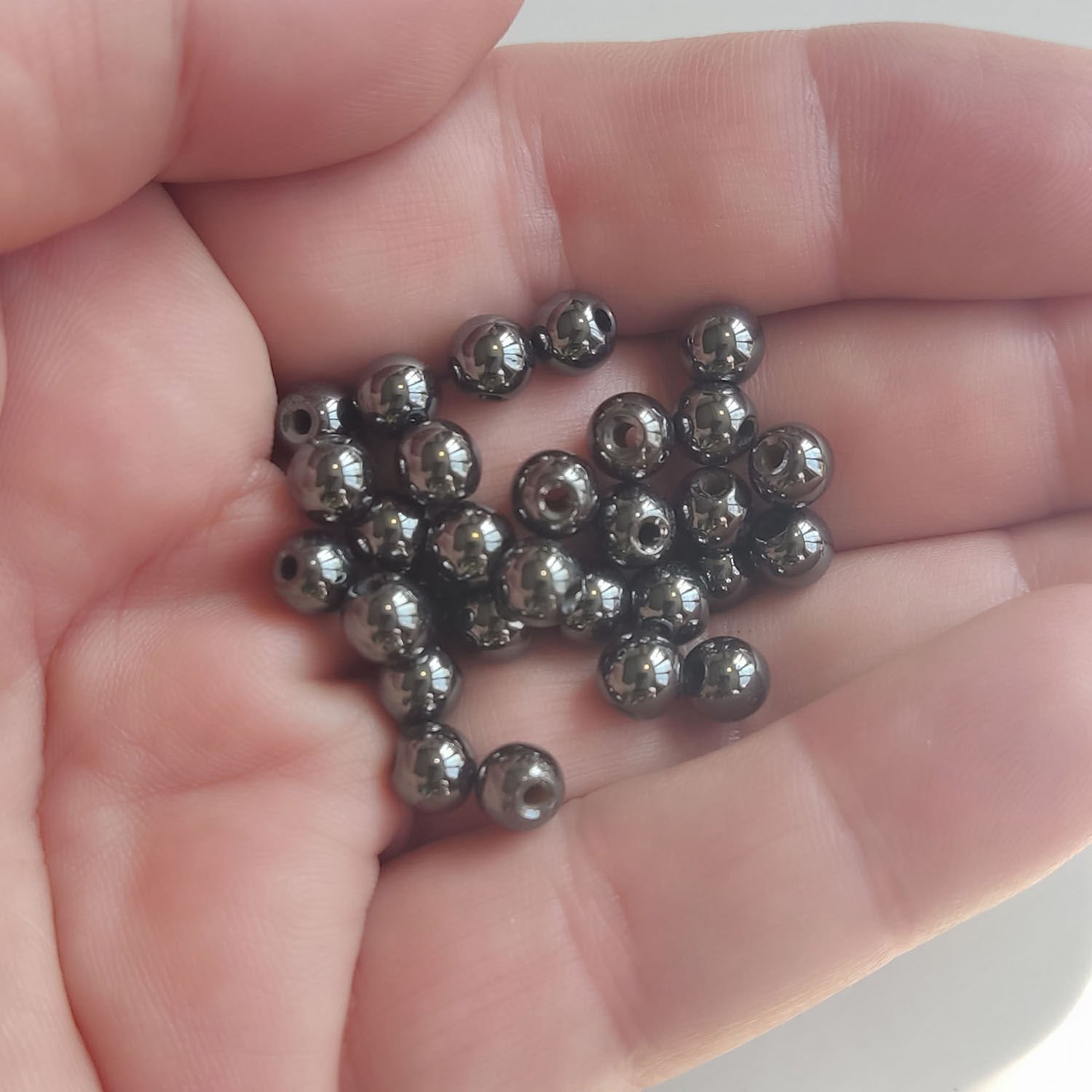 6 mm Hematit Taşı Boncuk Antrasit