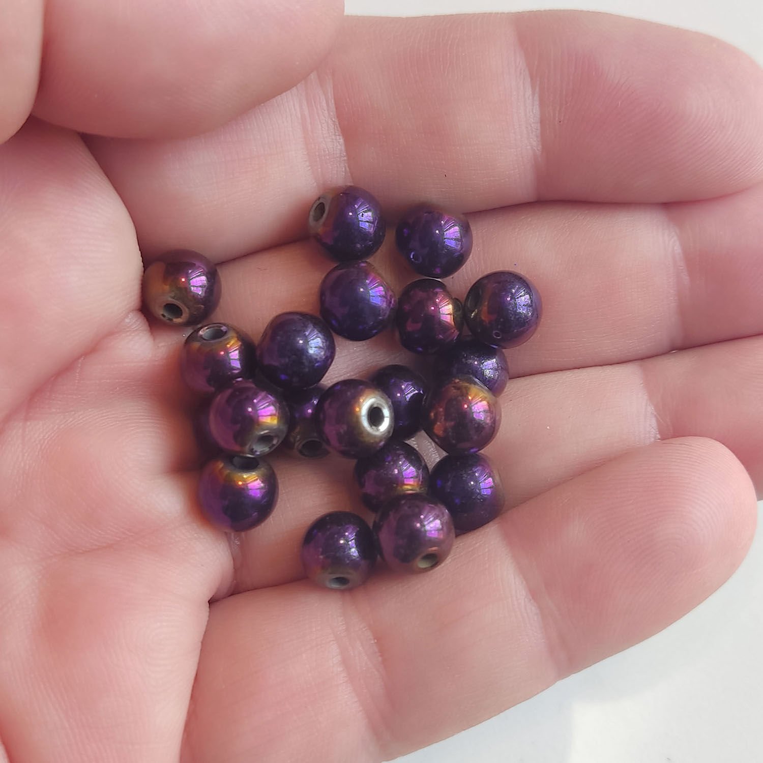 6 mm Hematit Taşı Boncuk Mor