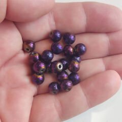 6 mm Hematit Taşı Boncuk Mor