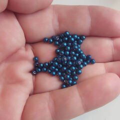 3 mm Hematit Taşı Boncuk Mavi