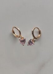 Pembe Taşlı Kalpli Çocuk Küpe