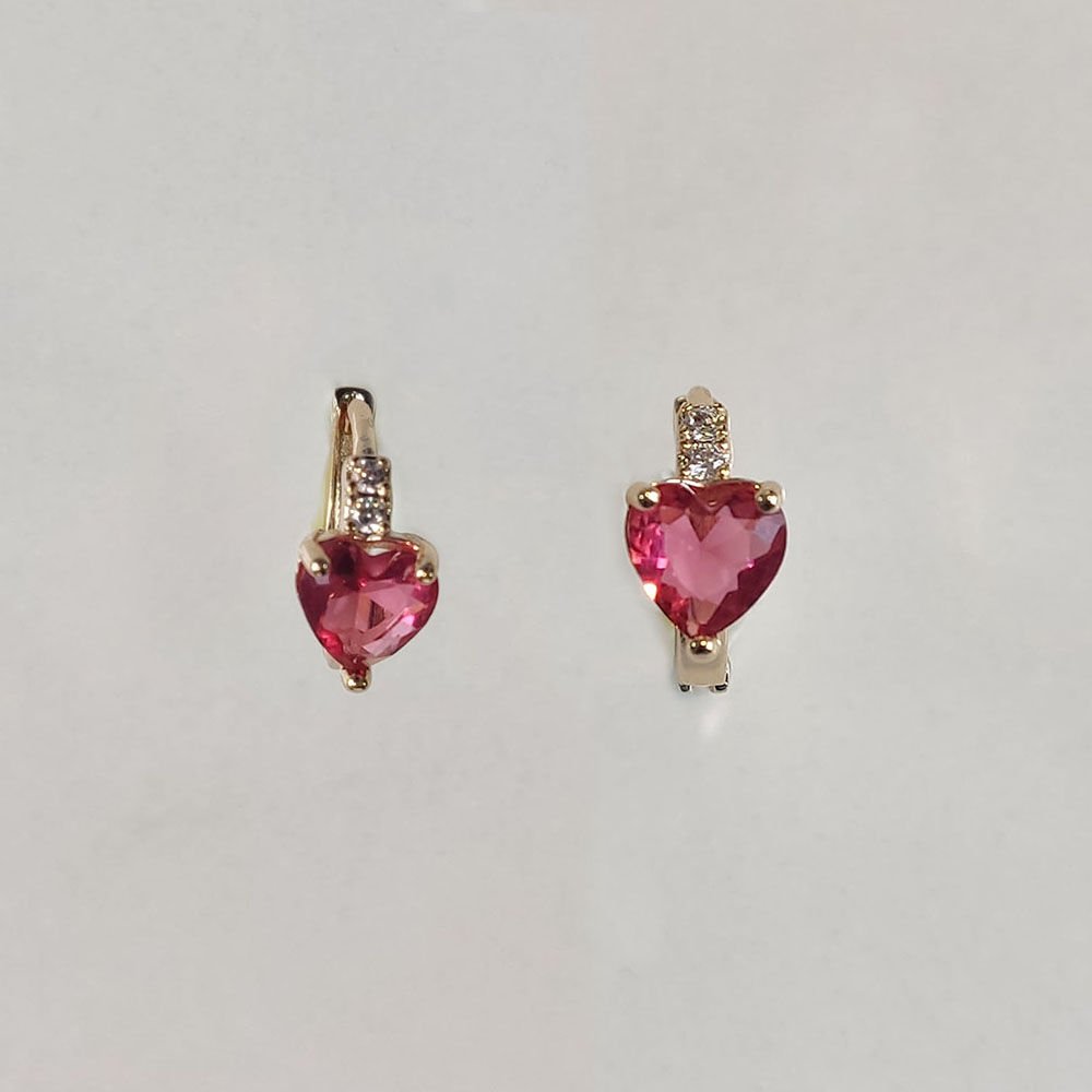 Kalpli Fuşya Taşlı Çocuk Küpe ( Altın Kaplama )