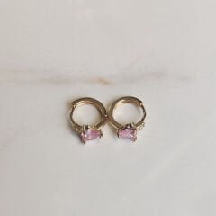 Pembe Taşlı Çocuk Küpe ( Altın Kaplama )