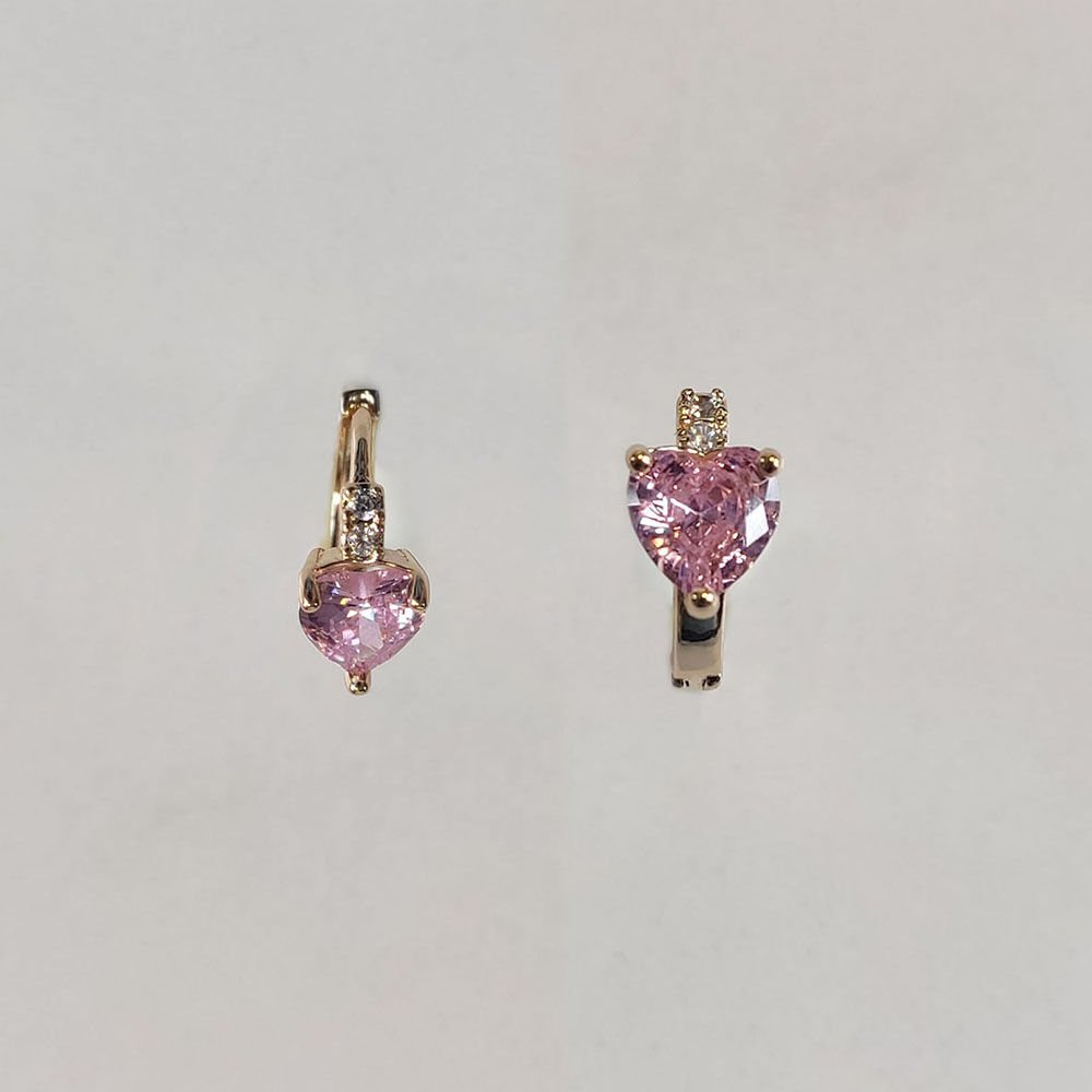 Pembe Taşlı Çocuk Küpe ( Altın Kaplama )