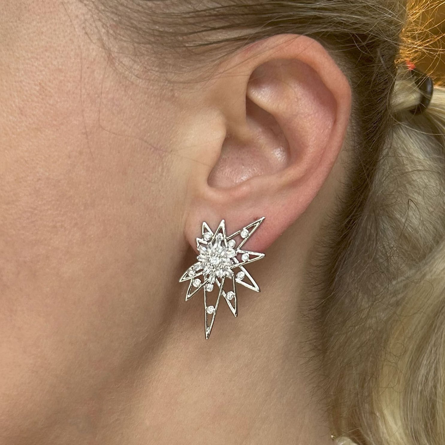 Işıltılı Yıldız Küpe (Gümüş Kaplama )