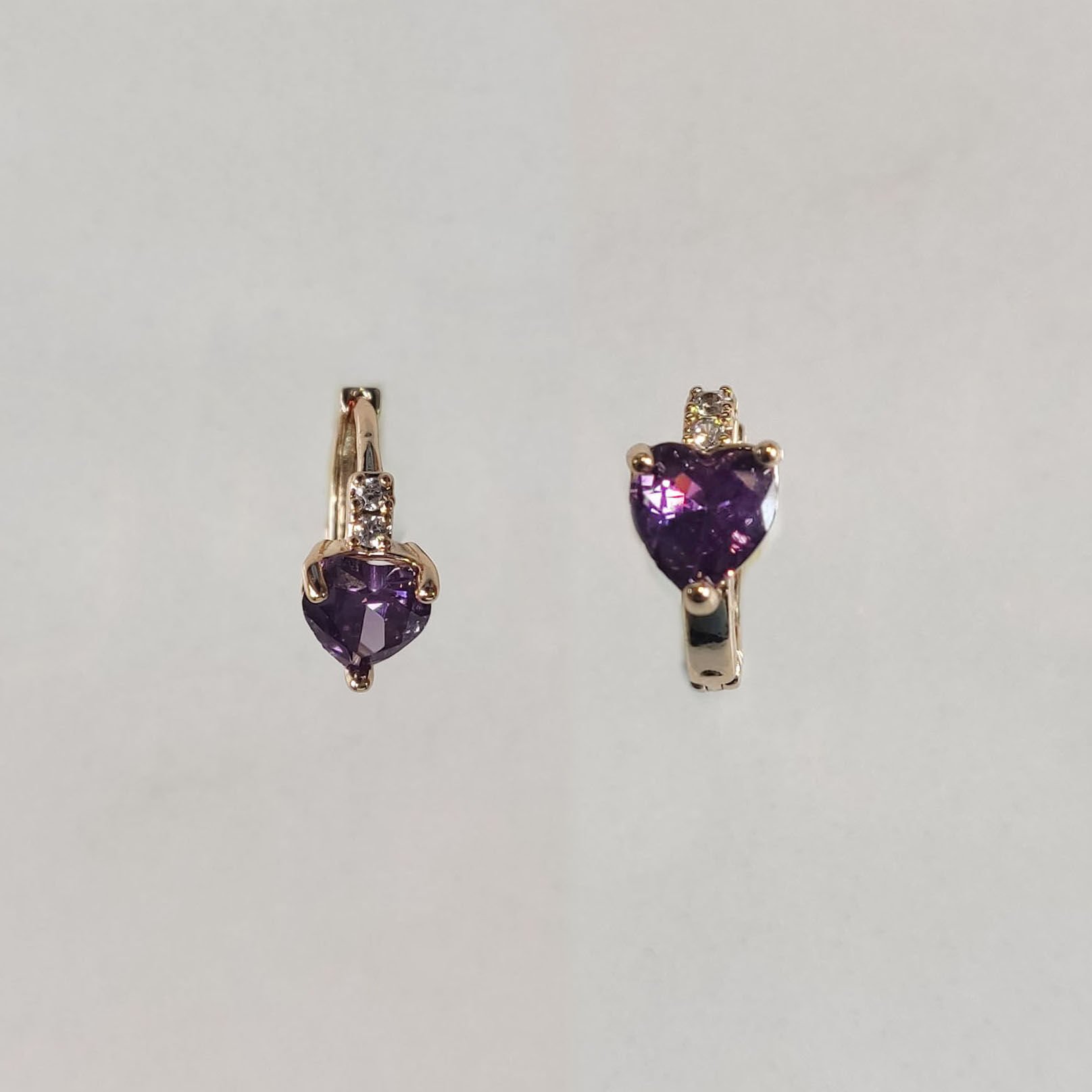 Mor Taşlı Kalp Küpe ( Çocuk Küpe)