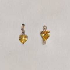 Sarı Taşlı Kalp Küpe ( Çocuk Küpesi)