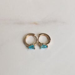 Mavi Taşlı Kalp Küpe (Çocuk Küpe)