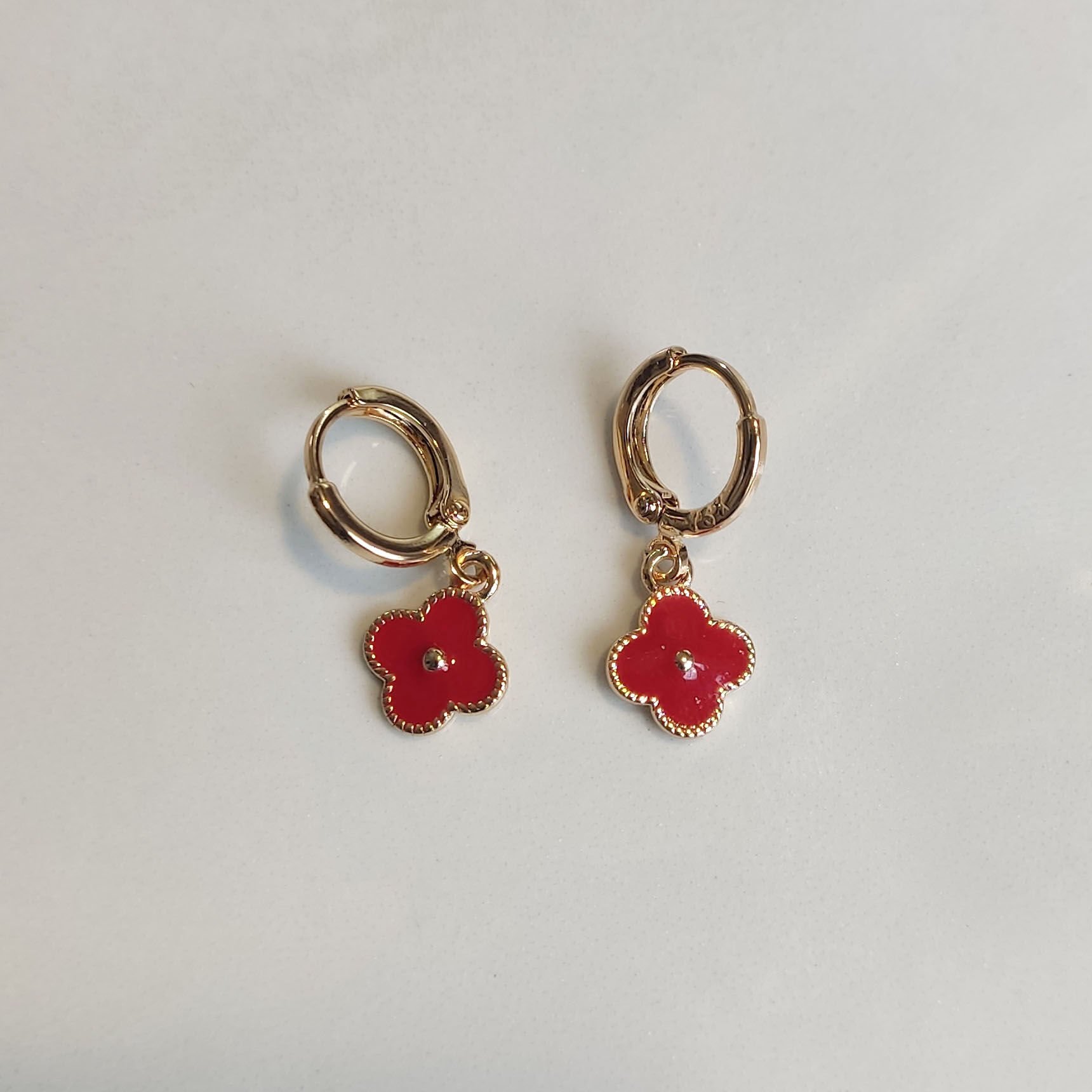 Bordo Mineli Yonca Küpe ( Çocuk Küpe)