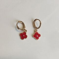 Bordo Mineli Yonca Küpe ( Çocuk Küpe)