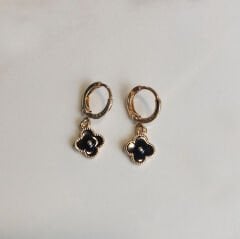 Siyah Mineli Yonca Küpe ( Çocuk Küpe)