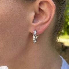 Taşlı Halka Küpe (Gümüş Kaplama)