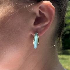 Mavi Yarım Ay Küpe