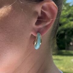 Mavi Yarım Ay Küpe