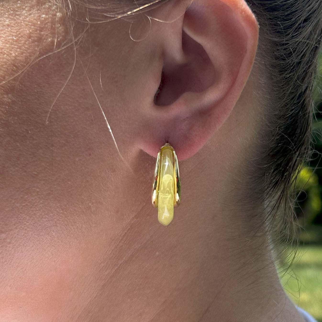 Yeşil Yarım Ay Küpe