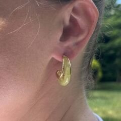 Yeşil Yarım Ay Küpe