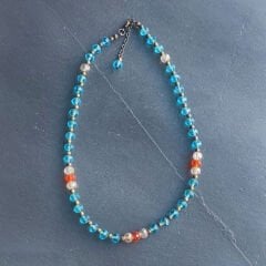 Kristal Boncuk Kolye ( Mavi )