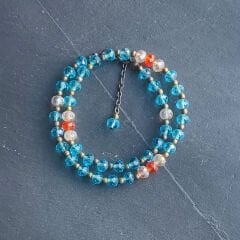 Kristal Boncuk Kolye ( Mavi )