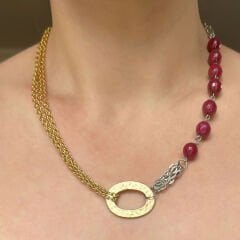 Yakut Taşlı Zincir Kolye