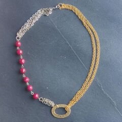 Yakut Taşlı Zincir Kolye