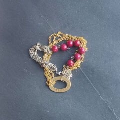 Yakut Taşlı Zincir Kolye