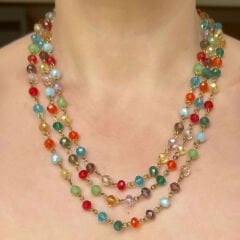 Renkli Kristal Boncuk Kolye