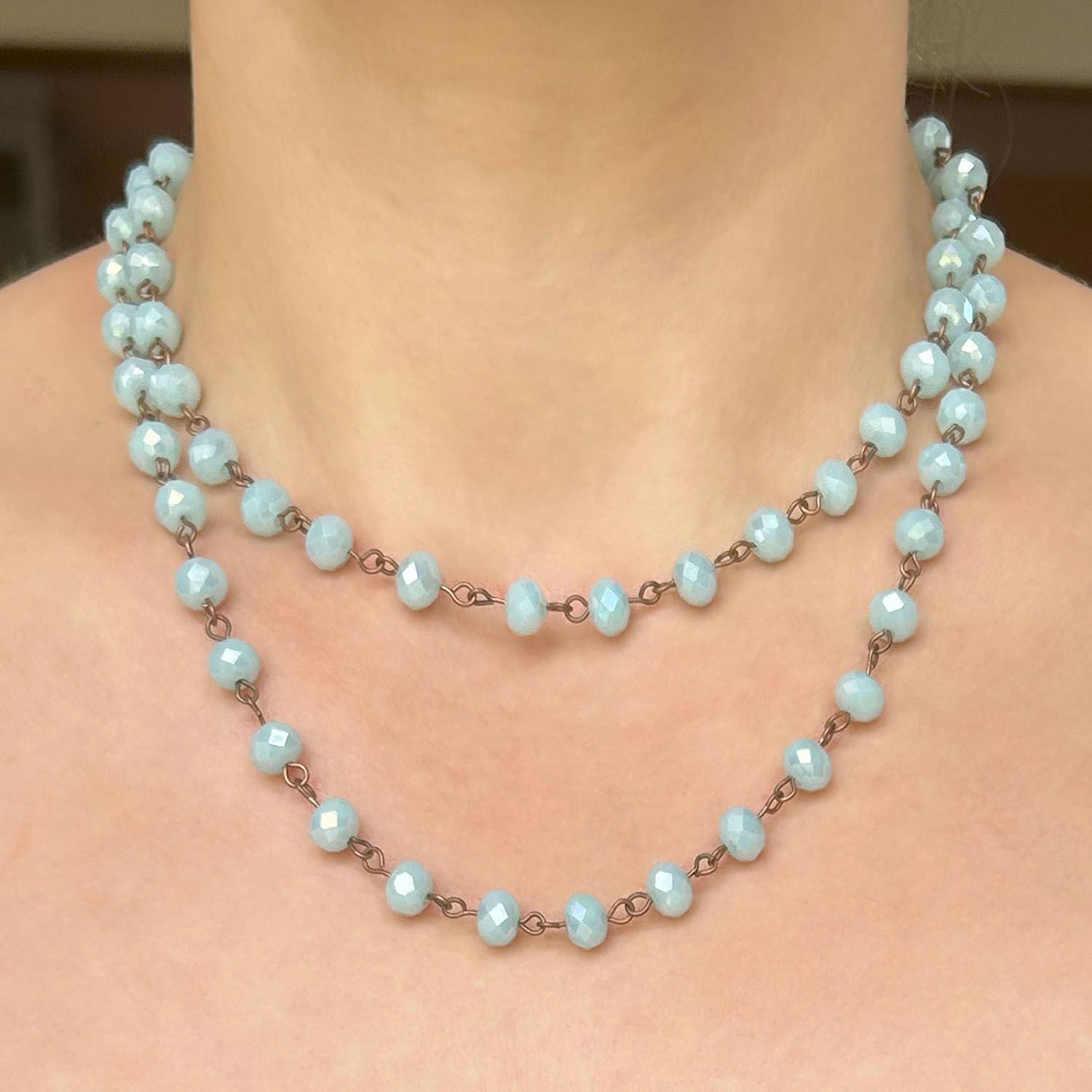 Mavi Kristal Boncuk Kolye