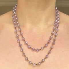 Eflatun Kristal Boncuk Kolye