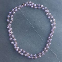 Eflatun Kristal Boncuk Kolye