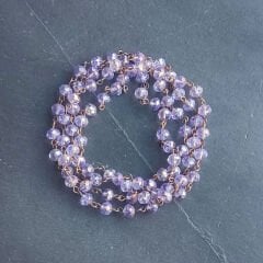 Eflatun Kristal Boncuk Kolye